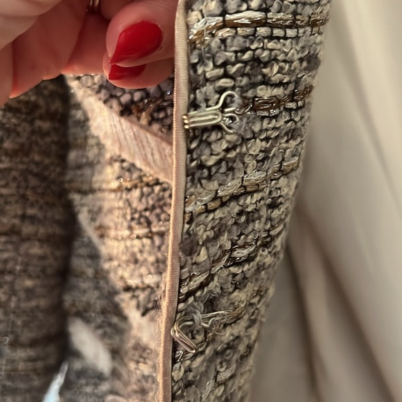 White House Black Market Tweed Fringe Crop Jacket - Picture 4 of 8